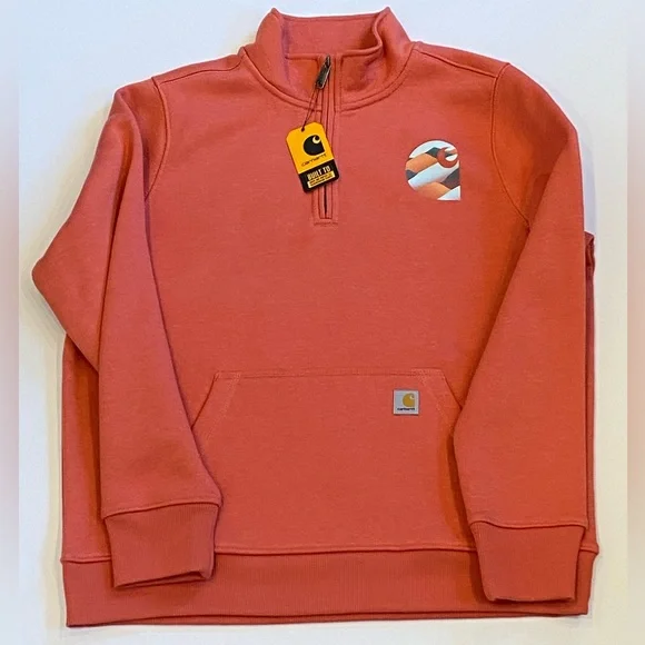Carhartt women’s Relaxed Fit Midweight Quarter Zip Mock Neck Sweatshirt NWT LRG - Picture 2 of 9
